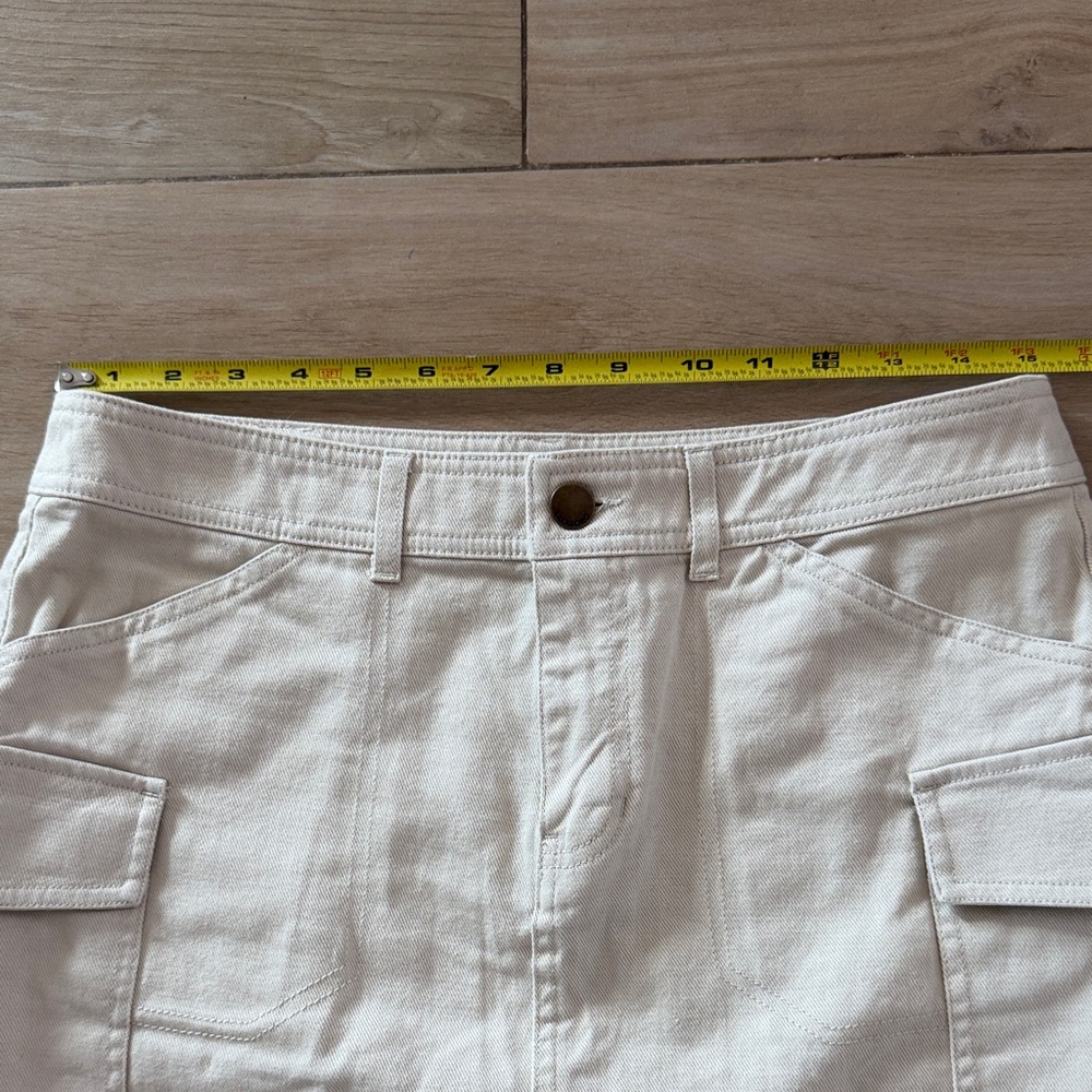 Billabong Womens Cream Cargo Mini Skirt Off White Denim Utility Size Medium - Picture 7 of 7